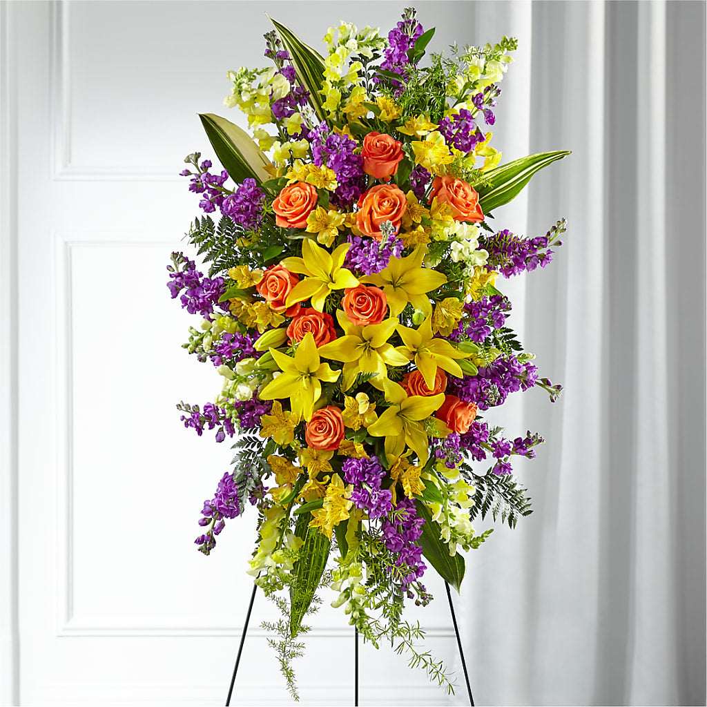 Thoughtful Prayers Standing Spray – Althoff Floral, Cannon Falls MN