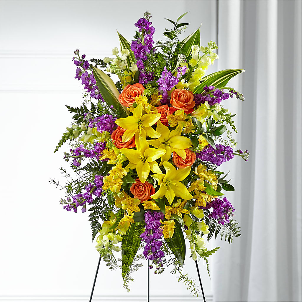 Thoughtful Prayers Standing Spray – Althoff Floral, Cannon Falls MN