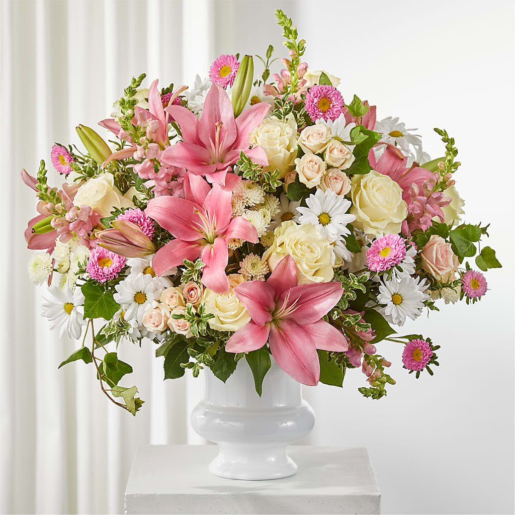 Empathetic Blooms Urn Arrangement – Althoff Floral, Cannon Falls MN