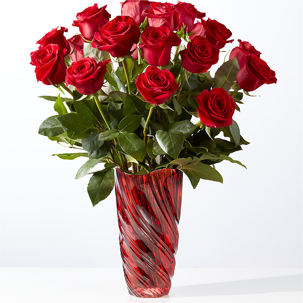 Classic Love Red Rose Bouquet with Luxe Swirl Vase – Althoff Floral, Cannon Falls MN