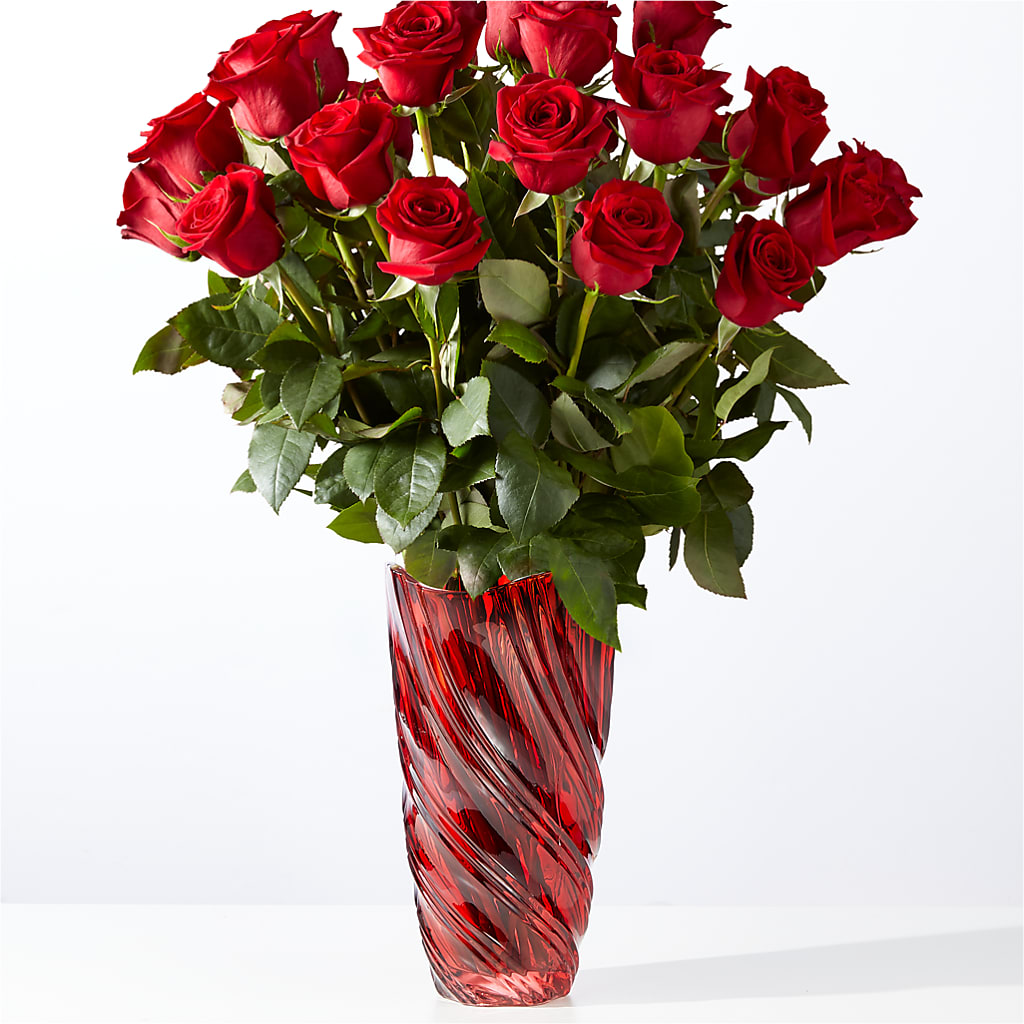 Classic Love Red Rose Bouquet with Luxe Swirl Vase – Althoff Floral, Cannon Falls MN