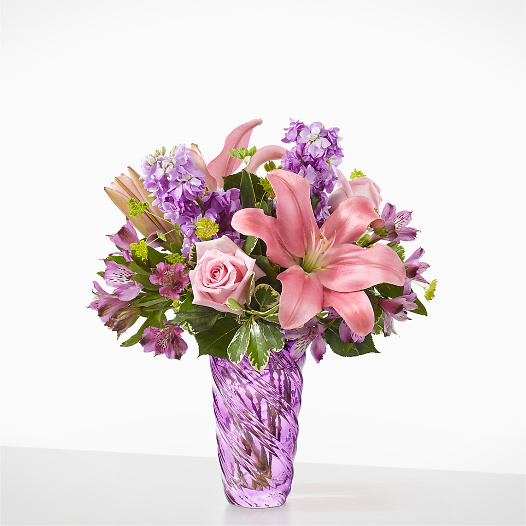 Precious Petals Bouquet with Luxe Swirl Vase – Althoff Floral, Cannon Falls MN