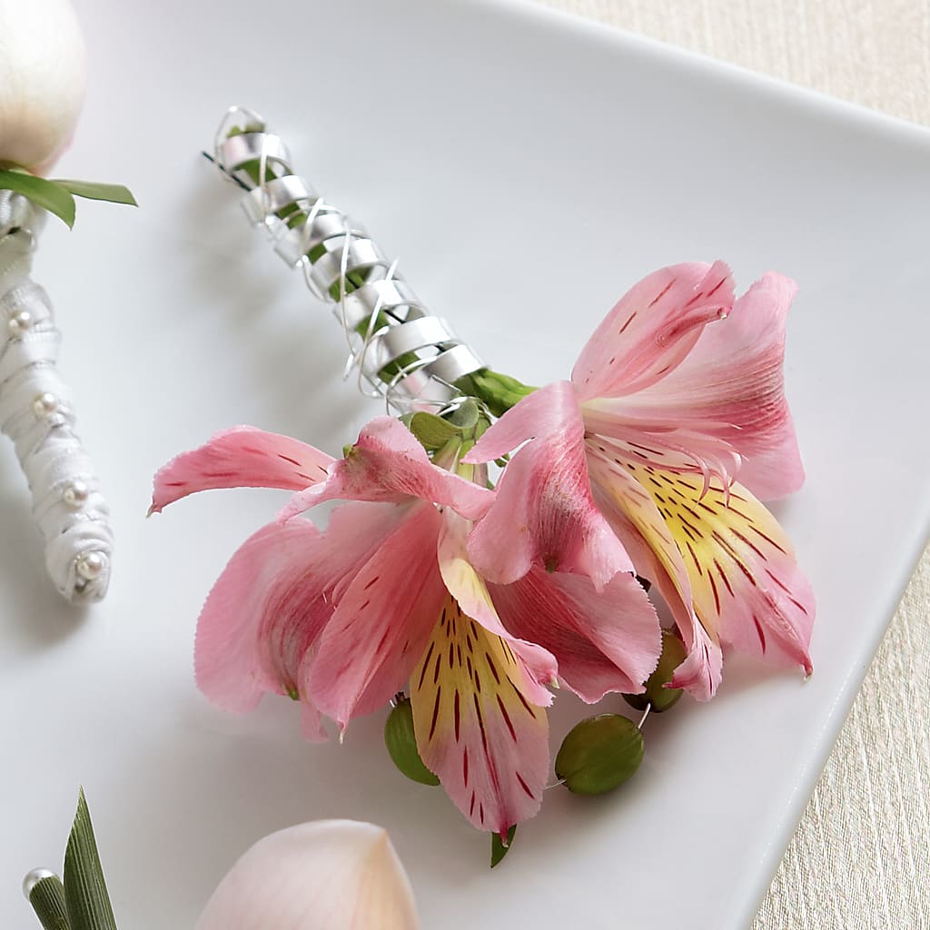 Pink Peruvian Lily Boutonniere – Althoff Floral, Cannon Falls MN