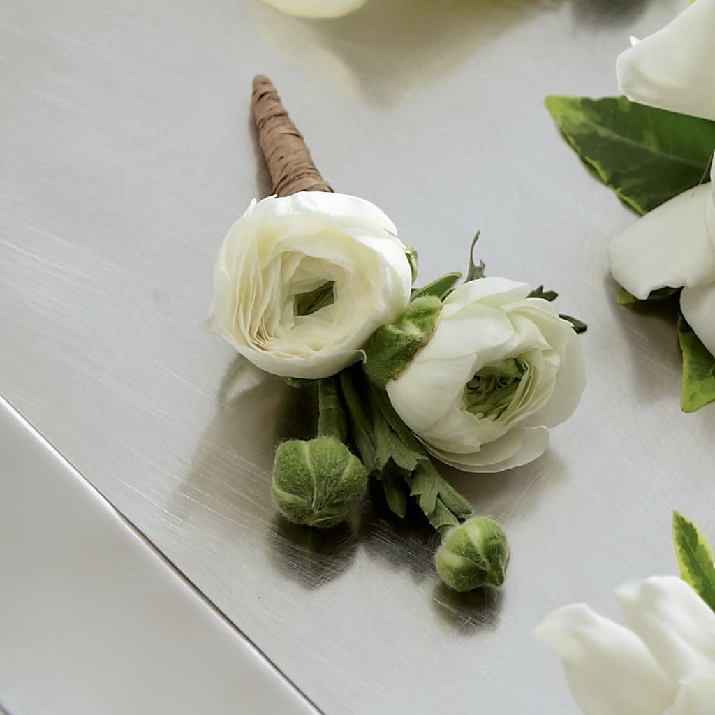 White Ranunculus Boutonniere – Althoff Floral, Cannon Falls MN