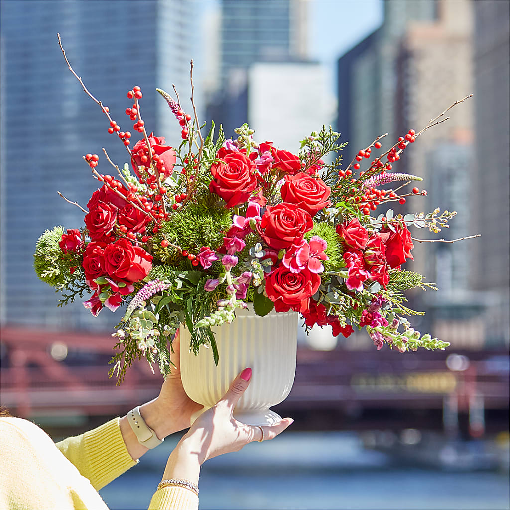 Big Red Bow Bouquet –  Althoff Floral, Cannon Falls MN