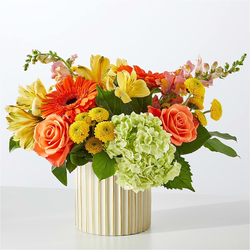 Autumn Sunshine Bouquet with Ivory Vase –  Althoff Floral, Cannon Falls MN