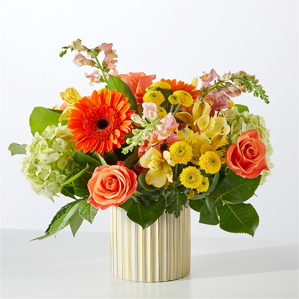Autumn Sunshine Bouquet with Ivory Vase –  Althoff Floral, Cannon Falls MN